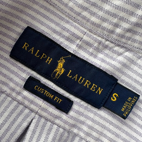 POLO Ralph Lauren Men’s Purple & White University Stripe Slim Fit OCBD - SMALL - Picture 2 of 13